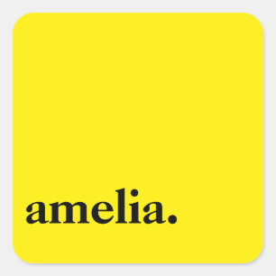 Canary Yellow Solid Color Eleganter Name Quadratischer Aufkleber
