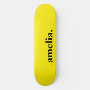 Canary Yellow Solid Color Eleganter Name Skateboard