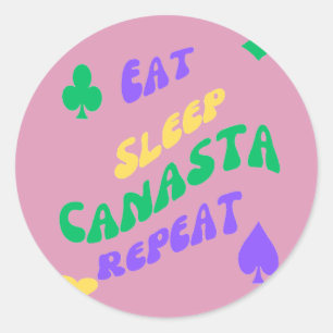 Canasta Enthusiasten Mantra essen Sleep Canasta wi Runder Aufkleber