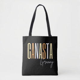 Canasta granny in braunen Buchstaben
