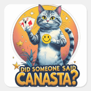 Canasta-Spiel Kartenstrategie Quadratischer Aufkleber