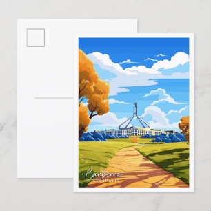 Canberra Australia Art Vintage Reise Illustration Postkarte