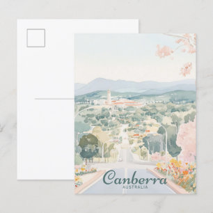 Canberra Australia Gouache Illustration Travel Postkarte