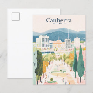 Canberra Australia Gouache Illustration Travel Postkarte