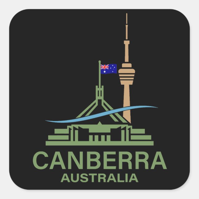 Canberra Australia Quadratischer Aufkleber (Vorderseite)