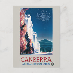 Canberra Australien Vintage 1940 Reiseplakat Postkarte