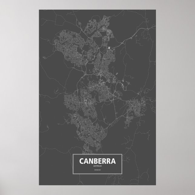 Canberra, Australien (weiß auf schwarz) Poster (Vorne)