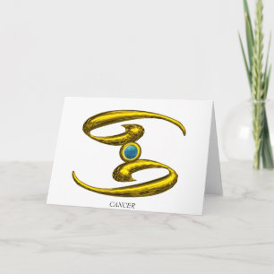 CANCER Blue Opal & Gold Zodiac Birthday Karte
