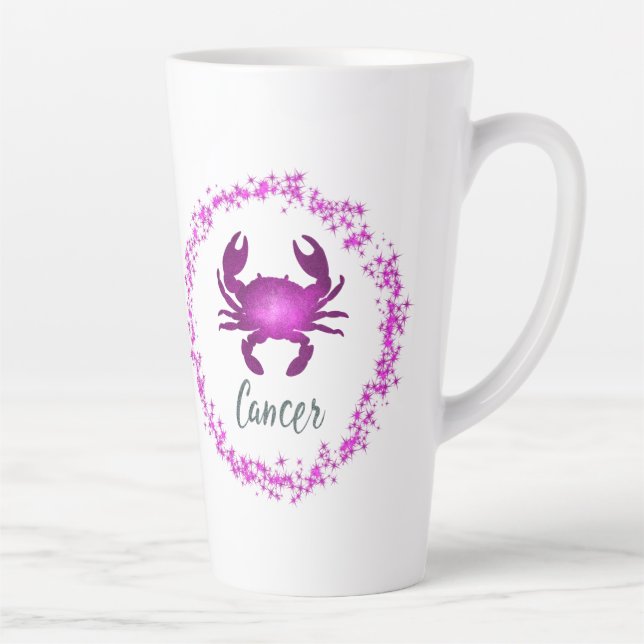 Cancer Crab Zodiac Sign Astrology pink purple  Milchtasse (Rechts)