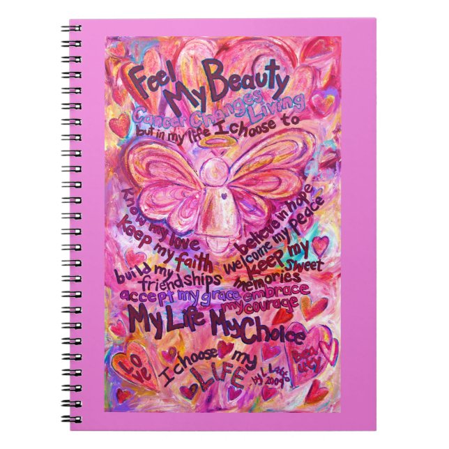 Cancer Gedicht Pink Angel Art Journal Notizblock (Vorderseite)