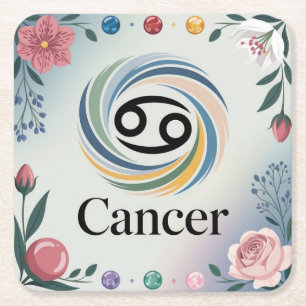 Cancer Glyph Blume Untersetzer Set