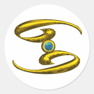 CANCER Gold Zodiac Birthday Sign Jewel Runder Aufkleber