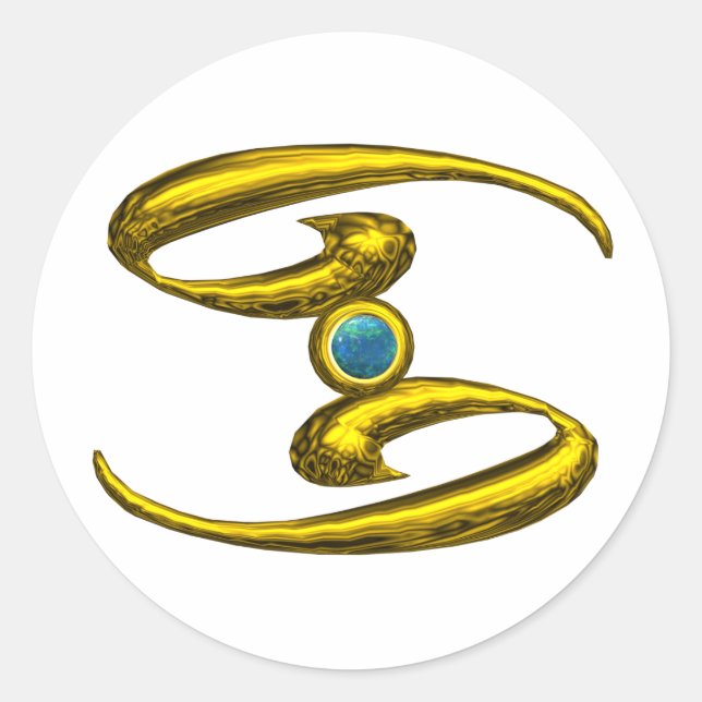 CANCER Gold Zodiac Birthday Sign Jewel Runder Aufkleber (Vorderseite)