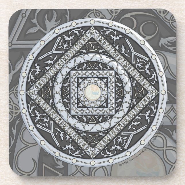 Cancer Mandala Square Untersetzer (Vorderseite)