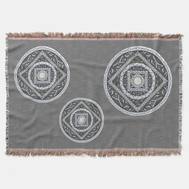 Cancer Mandala Throw Blanket Decke (Vorderseite)
