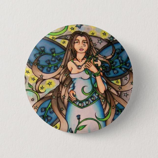 Cancer MoonChild Fairy Goddess Button (Vorderseite)