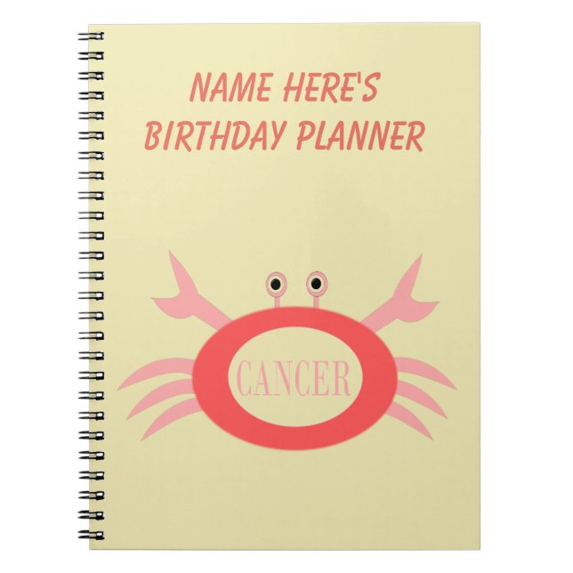 Cancer Star Sign Crab Notebook Notizblock (Vorderseite)