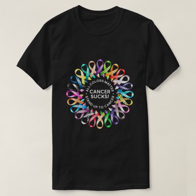 Cancer Sucks in every Color Shirt Cancer Ribbon Co (Design vorne)