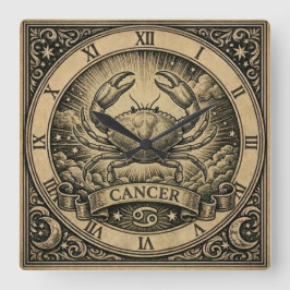 Cancer Vintage Zodiac Wall Clock Quadratische Wanduhr