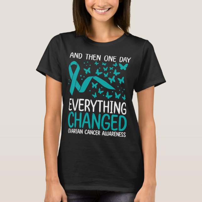 Cancer Warrior Ribbon Ovarian Cancer Awareness T-Shirt (Vorderseite)