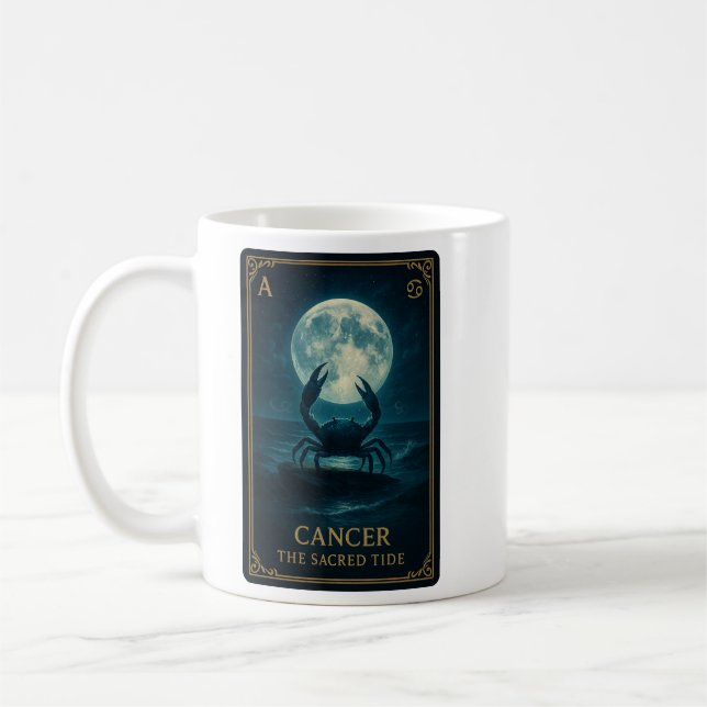 Cancer Zodiac Art – Moonlit Crab and Ocean Kaffeetasse (Links)