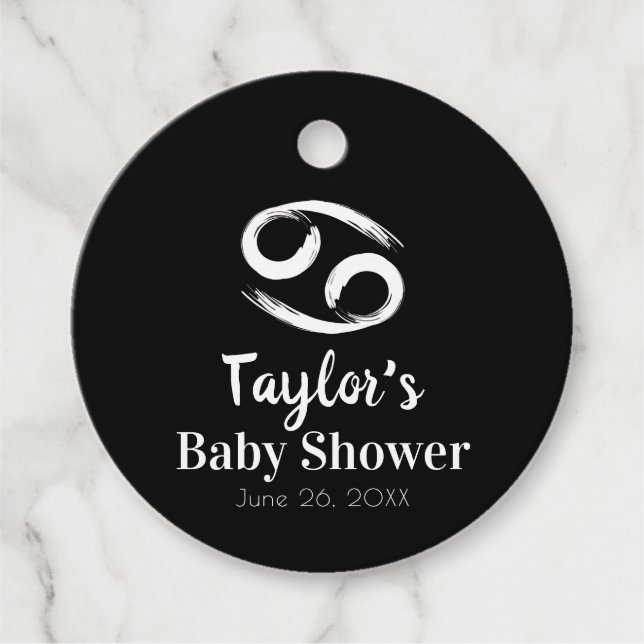 CANCER Zodiac Astrologie Juni Juli Baby Dusche Geschenkanhänger (Vorderseite)