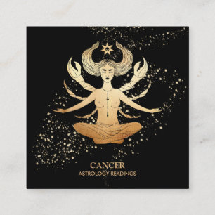 *~* CANCER Zodiac Astrologie Lesen Gold und Schwar Quadratische Visitenkarte
