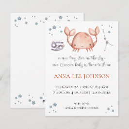Cancer Zodiac Birth Announcement Feiertagskarte