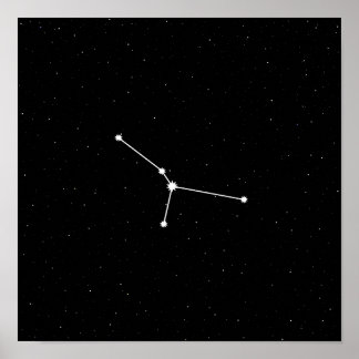 Cancer Zodiac Constellation Modern Black & White Poster