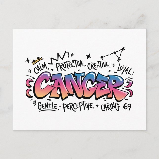 Cancer Zodiac Graffiti   Postkarte (Vorderseite)