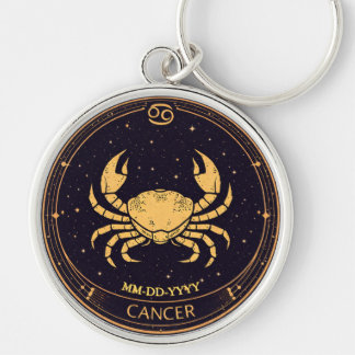 Cancer Zodiac Keychain with Birth Date Schlüsselanhänger