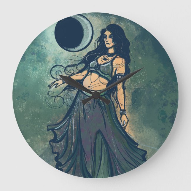 Cancer Zodiac MoonChild Goddess Bly Dancer Große Wanduhr (Vorderseite)