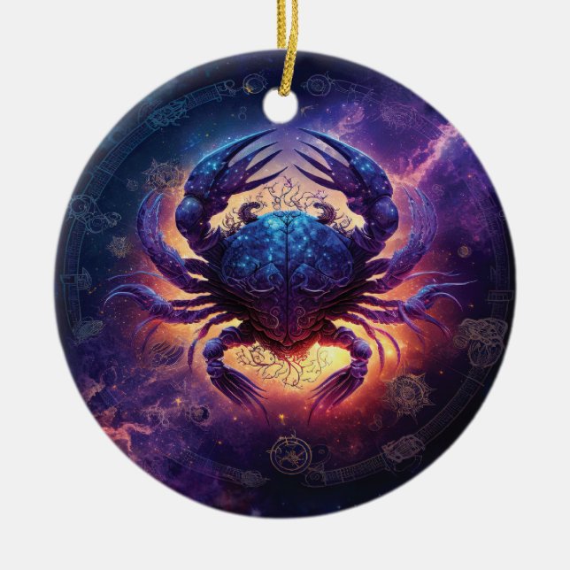 Cancer Zodiac-Schild Wasserfarbdesign Keramik Ornament (Vorne)