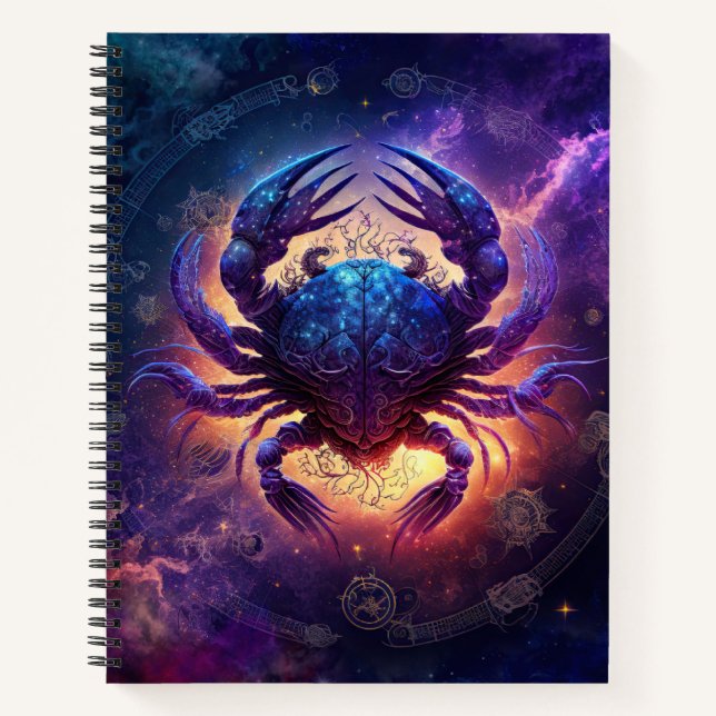 Cancer Zodiac-Schild Wasserfarbdesign Notizbuch (Vorderseite)