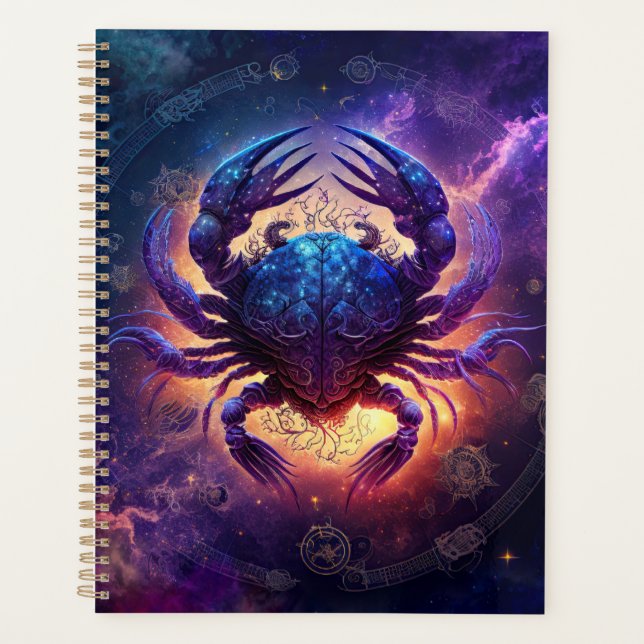 Cancer Zodiac-Schild Wasserfarbdesign Planer (Vorderseite)