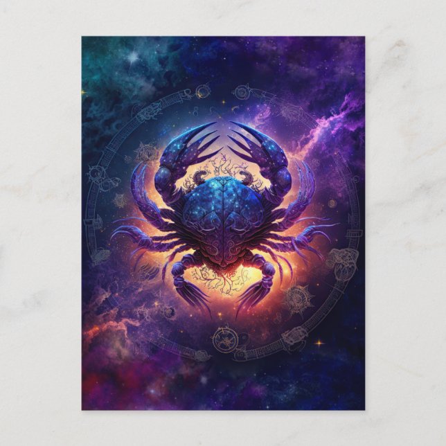 Cancer Zodiac-Schild Wasserfarbdesign Postkarte (Vorderseite)