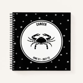 Cancer Zodiac Sign, Black & White Notebook Notizbuch