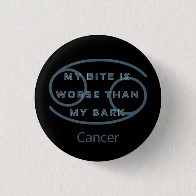 Cancer Zodiac Sign Fusion Zitat Blue Text Geburtst Button (Vorderseite)