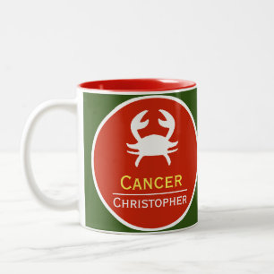 Cancer Zodiac Star Sign mit dem Namen des Eigentüm Zweifarbige Tasse