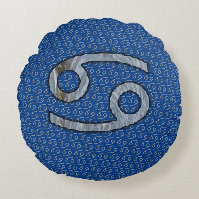 Cancer Zodiac Symbol Element von Kenneth Yoncich Rundes Kissen (Vorderseite)