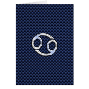 Cancer Zodiac Symbol Navy Blue Carbon Fibre Print