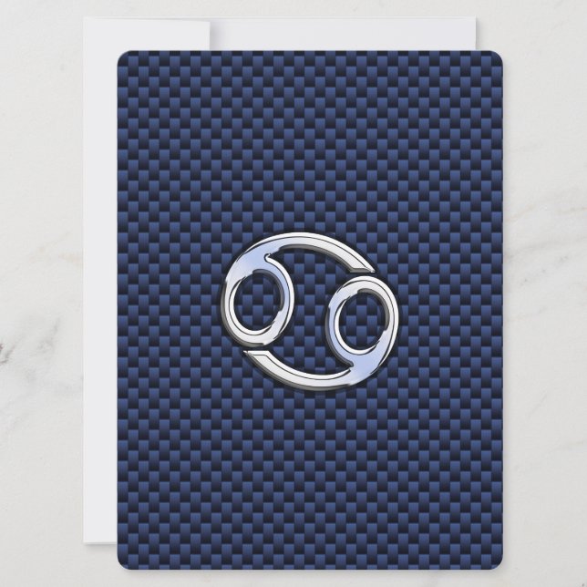 Cancer Zodiac Symbol Navy Blue Carbon Fibre Print (Vorderseite)