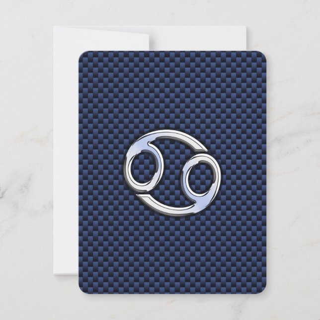 Cancer Zodiac Symbol Navy Blue Carbon Fibre Print (Vorderseite)