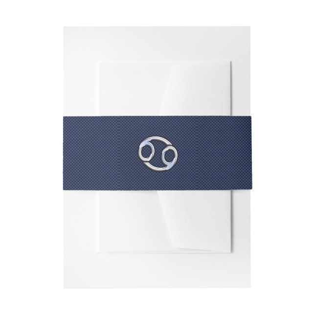 Cancer Zodiac Symbol Navy Blue Carbon Fibre Print Einladungsbanderole (Vorderseite Beispiel)