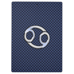 Cancer Zodiac Symbol Navy Blue Carbon Fibre Print Klemmbrett