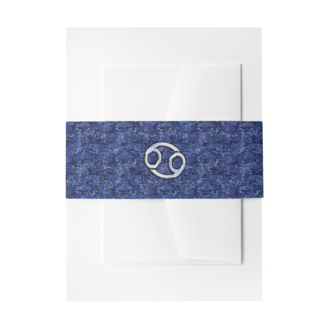 Cancer Zodiac Symbol Navy Blue Digital Camouflage Einladungsbanderole (Vorderseite Beispiel)