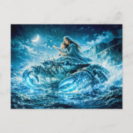 Cancer Zodiac with Mother and Child Reaching for t Postkarte