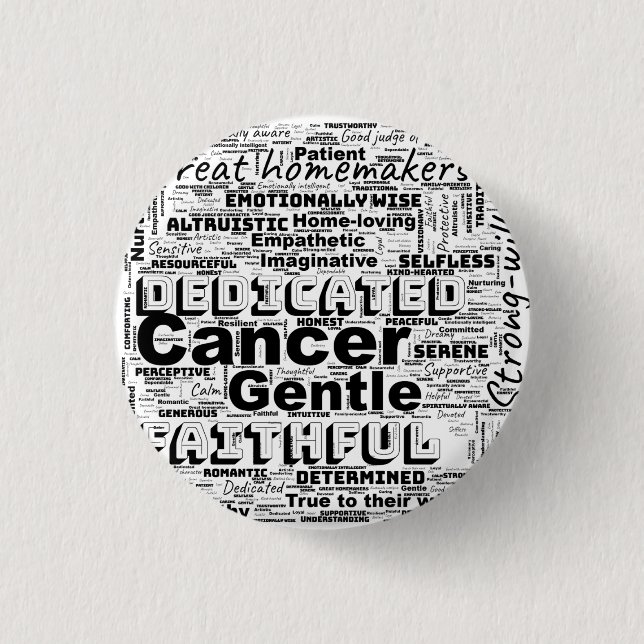 Cancer Zodiac Word Cloud Inspiration Button (Vorderseite)