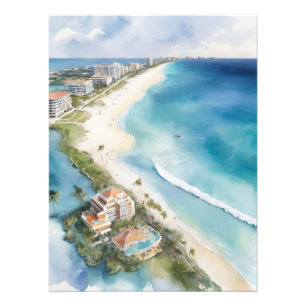 Cancun Aquarell Fotodruck