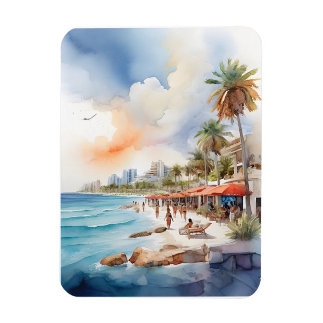 Cancun Aquarell Magnet (Vertikal)